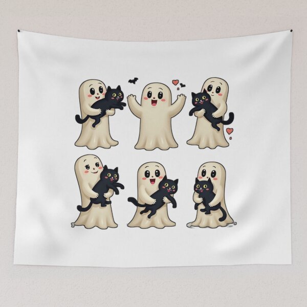 Item preview, Cute Ghost and Black Cat Friends designed and sold by Moad Fahim.