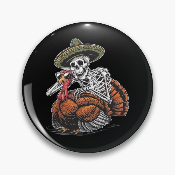 Item preview, Fun Skeleton with Sombrero Riding a Turkey – Unique Thanksgiving Illustration designed and sold by love3617.