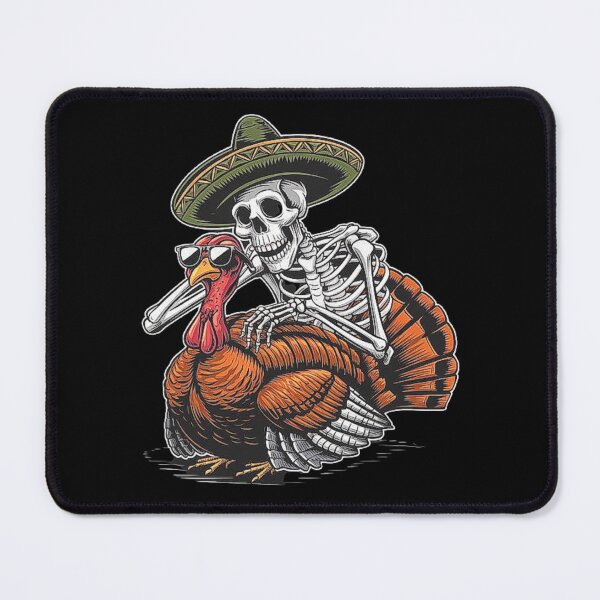 Item preview, Fun Skeleton with Sombrero Riding a Turkey – Unique Thanksgiving Illustration designed and sold by love3617.