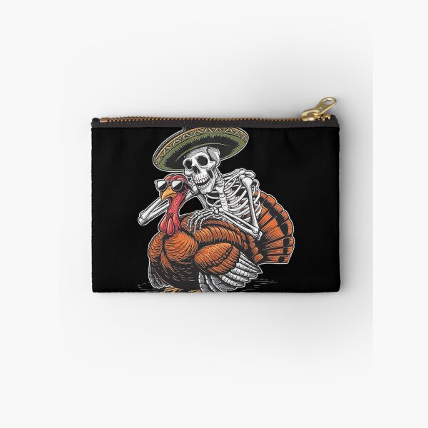 Item preview, Fun Skeleton with Sombrero Riding a Turkey – Unique Thanksgiving Illustration designed and sold by love3617.