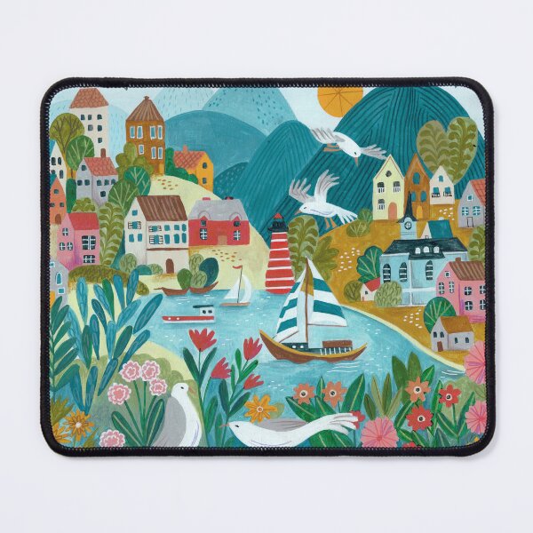 Item preview, Coastal village sailing landscape designed and sold by Caroline Bonne Müller.