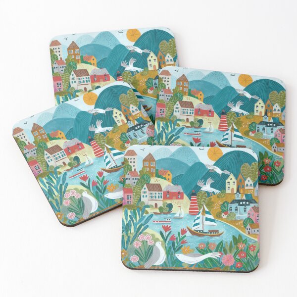 Item preview, Coastal village sailing landscape designed and sold by Caroline Bonne Müller.