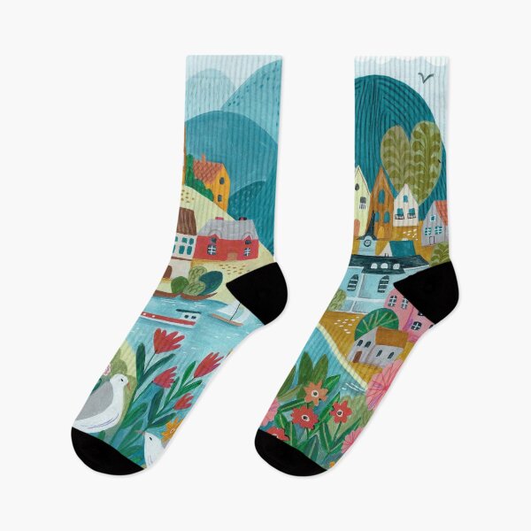 Item preview, Coastal village sailing landscape designed and sold by Caroline Bonne Müller.