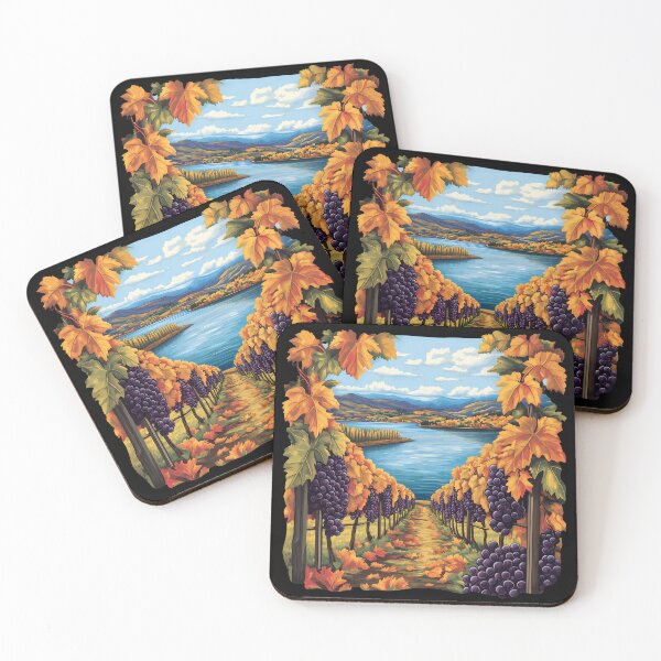 Item preview, Autumn Vineyard Path in the Okanagan Scenic Lake Landscape Wine Country designed and sold by meganohm.