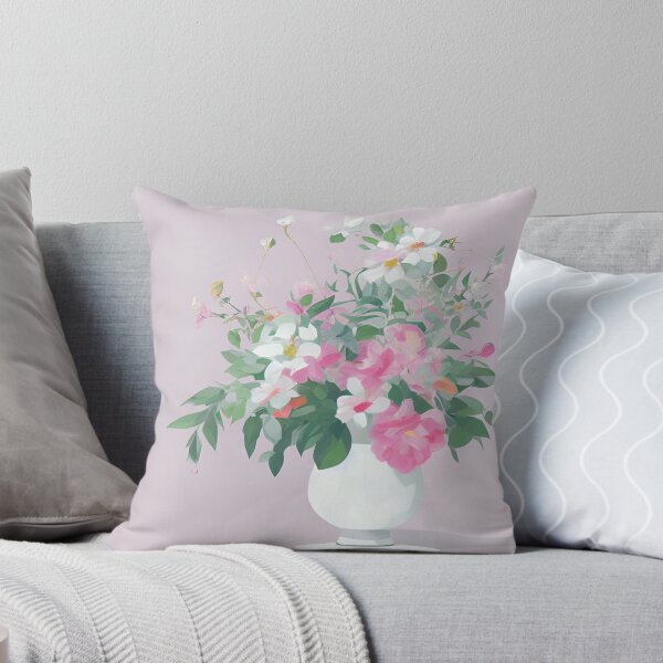 Aperçu de l'œuvre Vase de fleurs rose et blanc créée et vendue par BubbleGalaxy.