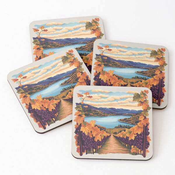 Item preview, Lakeside Fall Vineyard in the Okanagan with Autumn Foliage designed and sold by meganohm.