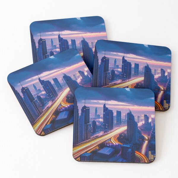 Item preview, Cityscape Horizon Art Print, Urban Skyline Wall Decor, City Sunset Poster, Futuristic Landscape Picture, Modern Metropolis Painting designed and sold by FDbubble1986.