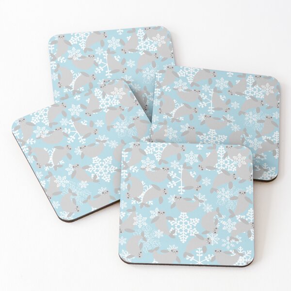 Item preview, christmas manatee winter blue snowflakes designed and sold by Gossip Rag.