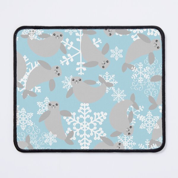 Item preview, christmas manatee winter blue snowflakes designed and sold by Gossip Rag.