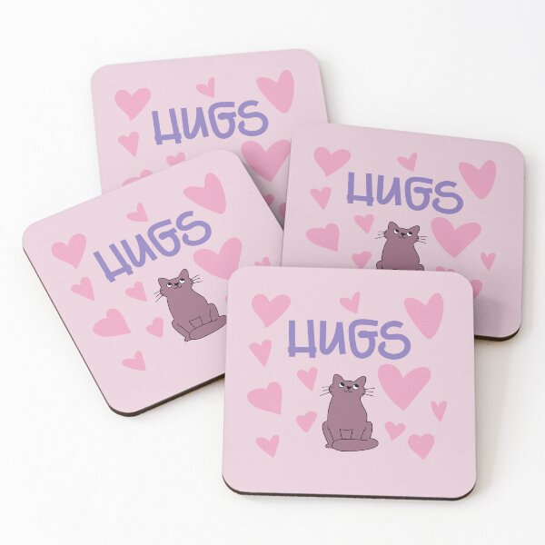 Item preview, Valentine cat with hearts and word hugs designed and sold by anyramagic.