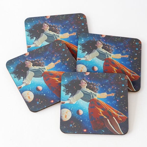 Item preview, Beautiful Girl Flying in Portal in a Crazy Universe of Planets and Colour designed and sold by KrisArtZone.