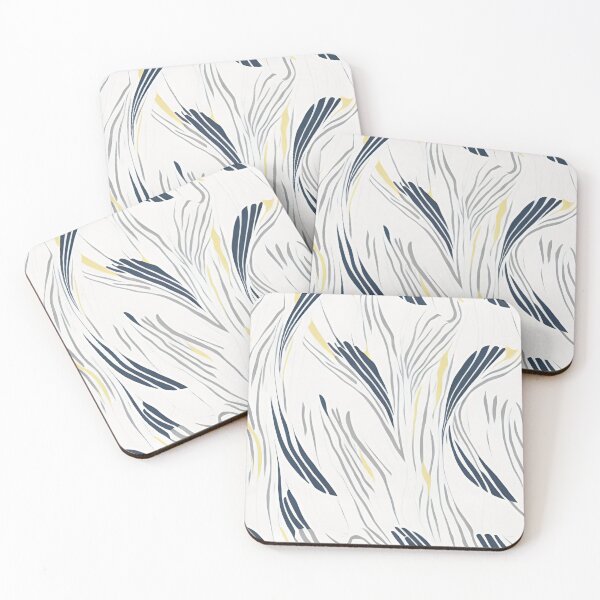 Item preview, Navy Grey and Yellow Whisps on White designed and sold by BubbleGalaxy.