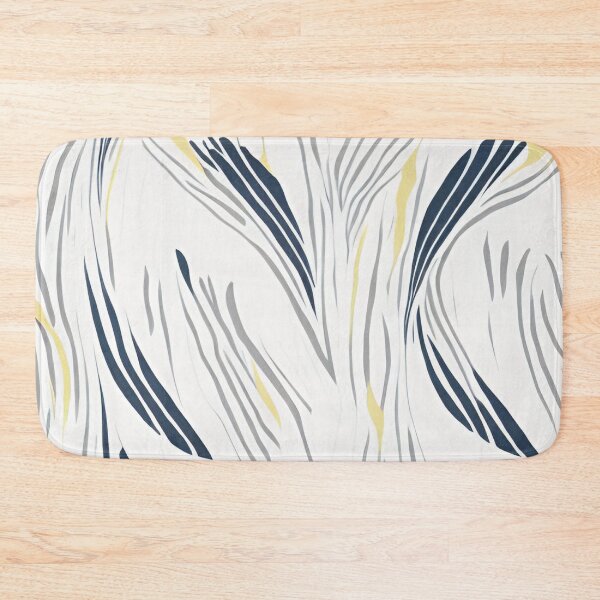 Item preview, Navy Grey and Yellow Whisps on White designed and sold by BubbleGalaxy.