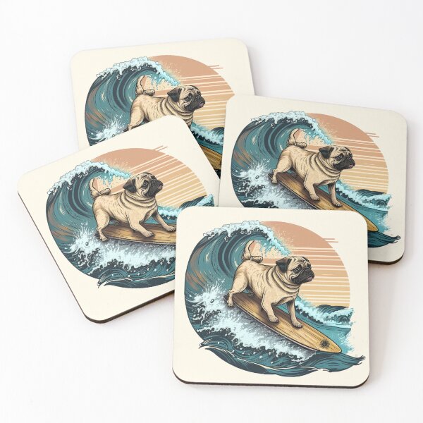Item preview, Adventurous Pug Riding a Giant Wave designed and sold by Hakubiya.