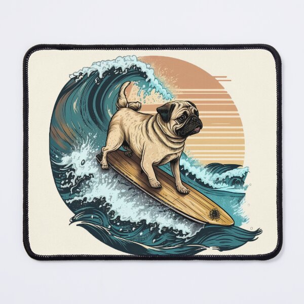 Item preview, Adventurous Pug Riding a Giant Wave designed and sold by Hakubiya.