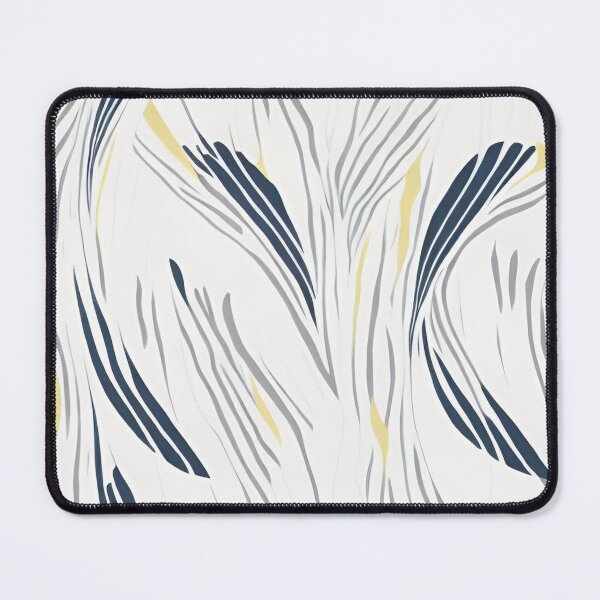 Item preview, Navy Grey and Yellow Whisps on White designed and sold by BubbleGalaxy.