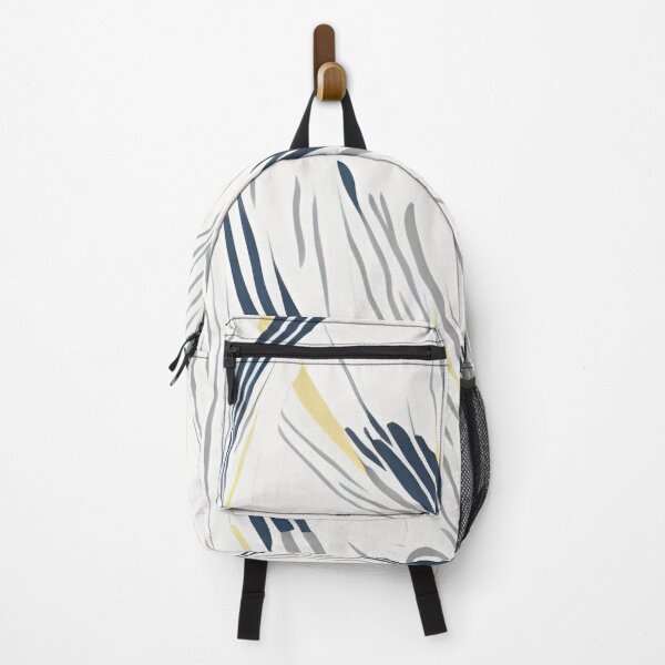 Item preview, Navy Grey and Yellow Whisps on White designed and sold by BubbleGalaxy.