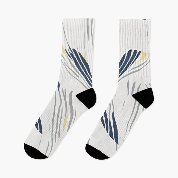 Item preview, Navy Grey and Yellow Whisps on White designed and sold by BubbleGalaxy.
