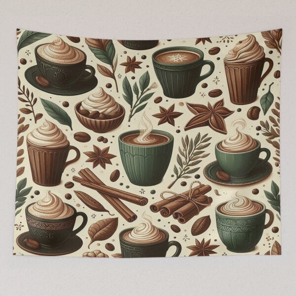 Item preview, Winter Coffee and Hot Beverage Doodle Pattern designed and sold by Imaginarium of Chaos falcon88 .
