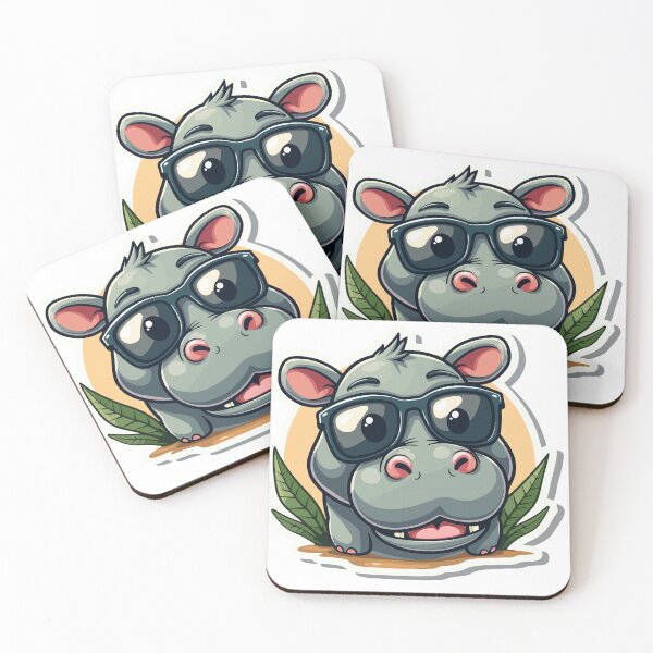 Item preview, Cool Hippopotamus Sticker - Cute Cartoon Hippo with Sunglasses designed and sold by RecortShirt.