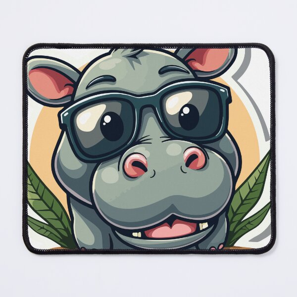 Item preview, Cool Hippopotamus Sticker - Cute Cartoon Hippo with Sunglasses designed and sold by RecortShirt.