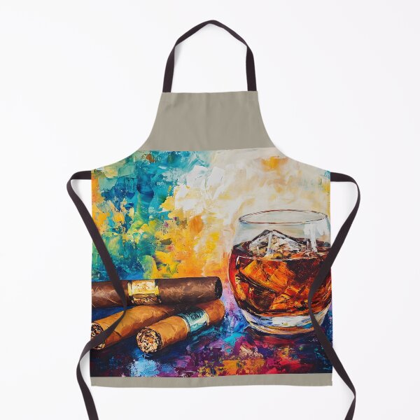 Item preview, Luxurious Glass of Whiskey with Ice and Cigars in Swirling Vibrant Colors, Abstract Art Indulgence designed and sold by OlfactoART Studio.