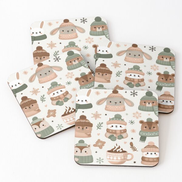 Item preview, Cozy Animals in Winter Clothes Doodle Pattern designed and sold by Imaginarium of Chaos falcon88 .