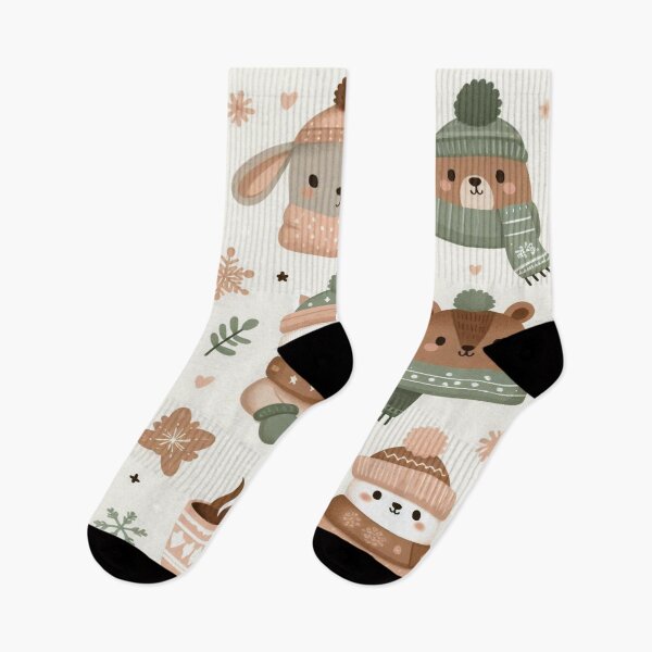Item preview, Cozy Animals in Winter Clothes Doodle Pattern designed and sold by Imaginarium of Chaos falcon88 .
