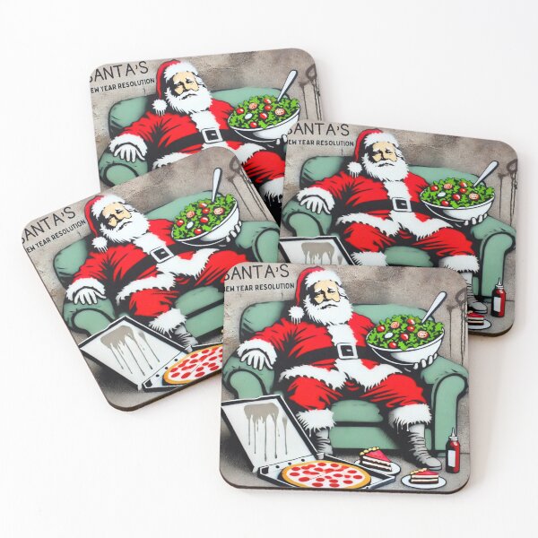 Item preview, Unhappy Santa with a Salad - Santa's - New year Resolution designed and sold by Blink Art Studio.