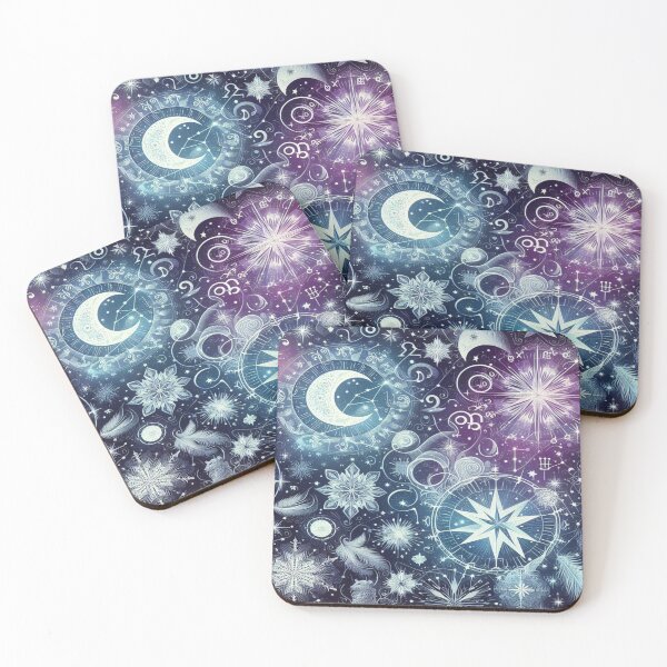 Item preview, Winter Zodiac and Astrology Doodle Pattern designed and sold by Imaginarium of Chaos falcon88 .