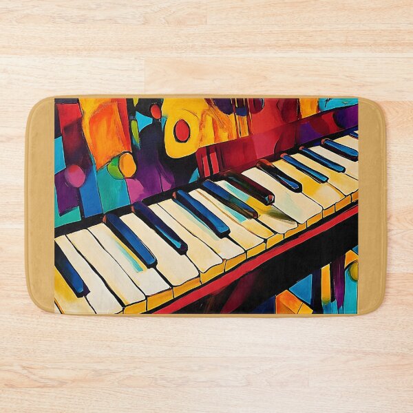 Item preview, Vibrant Abstract Depiction of Piano Keys with Dynamic Geometric Background Digital AI Art designed and sold by OlfactoART Studio.