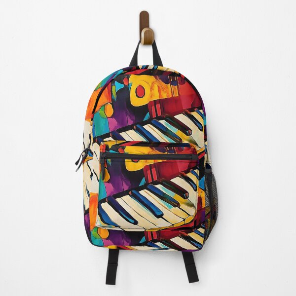 Item preview, Vibrant Abstract Depiction of Piano Keys with Dynamic Geometric Background Digital AI Art designed and sold by OlfactoART Studio.