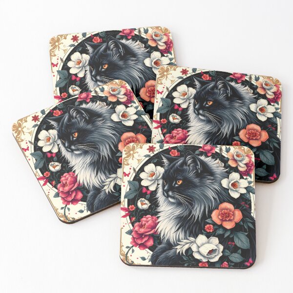 Item preview, Whiskered Elegance in Bloom designed and sold by ArtPrintsUSA.