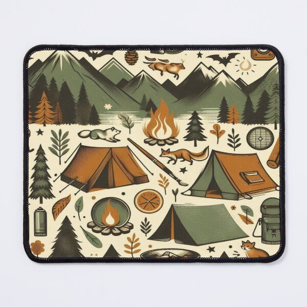 Item preview, Retro Nature Adventure Doodle Pattern designed and sold by Imaginarium of Chaos falcon88 .