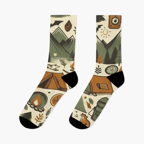 Item preview, Retro Nature Adventure Doodle Pattern designed and sold by Imaginarium of Chaos falcon88 .