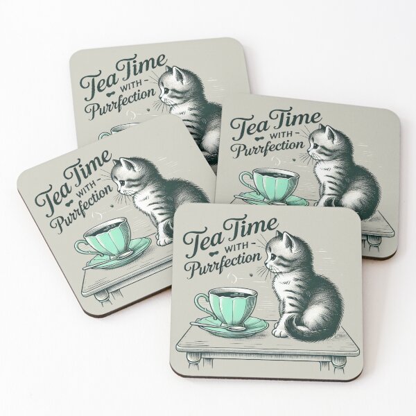 Item preview, Kitten at Tea Time - TeaTime with Purrfection designed and sold by Blink Art Studio.