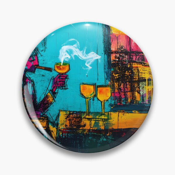 Artikelvorschau, Lebendige abstrakte Zigarrenlounge-Szene mit einem Zigarrenliebhaber, der ein Glas Wein und eine Zigarre genießt entworfen und verkauft von OlfactoART Studio.