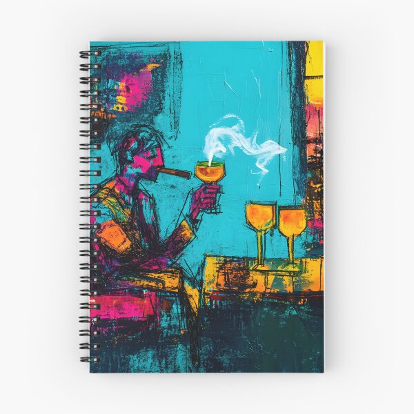 Artikelvorschau, Lebendige abstrakte Zigarrenlounge-Szene mit einem Zigarrenliebhaber, der ein Glas Wein und eine Zigarre genießt entworfen und verkauft von OlfactoART Studio.