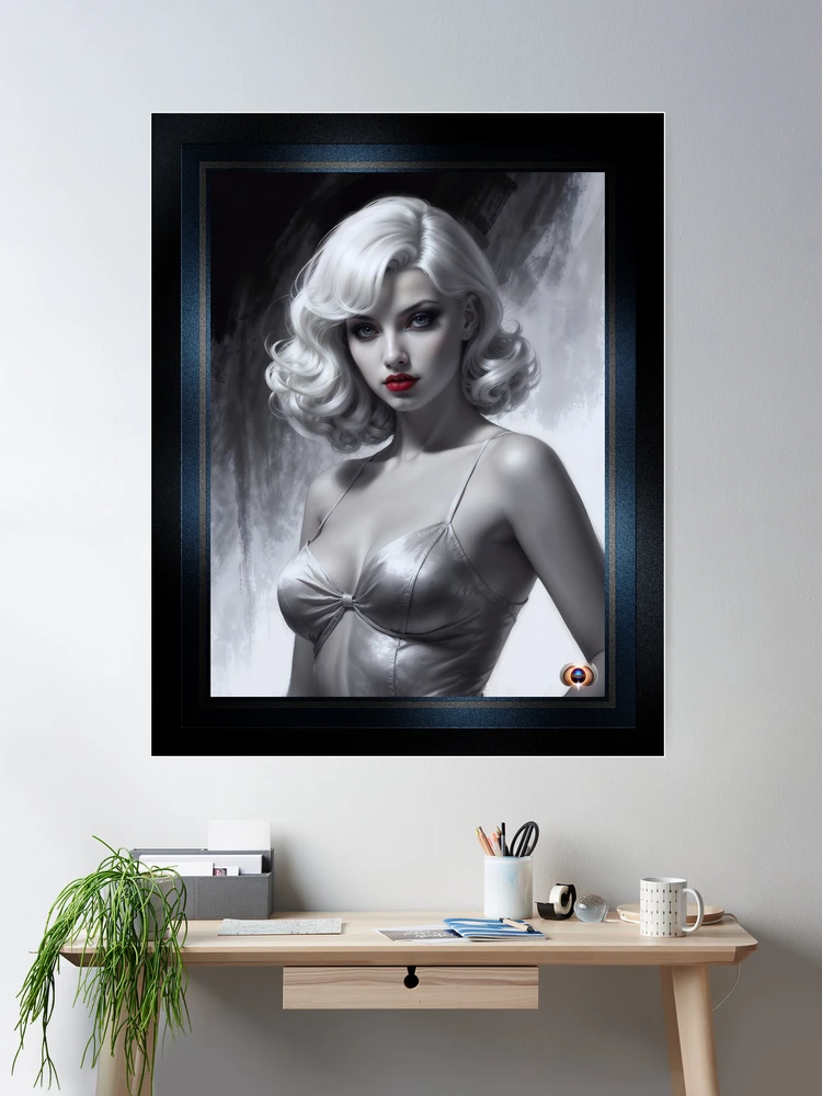 An Alluring Elegant Portrait Of A Woman In Hollywood Noir Style AI Concept Art by Xzendor7 2 An Alluring Elegant Portrait Of A Woman In Hollywood Noir Style Mesmerizing AI Concept Art by Xzendor7 Wall Decor Poster Art Print
