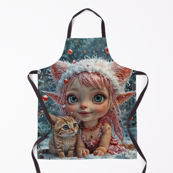 Item preview, Cute Christmas Elf Baby with Grimalkin Kitten designed and sold by noisyduck.