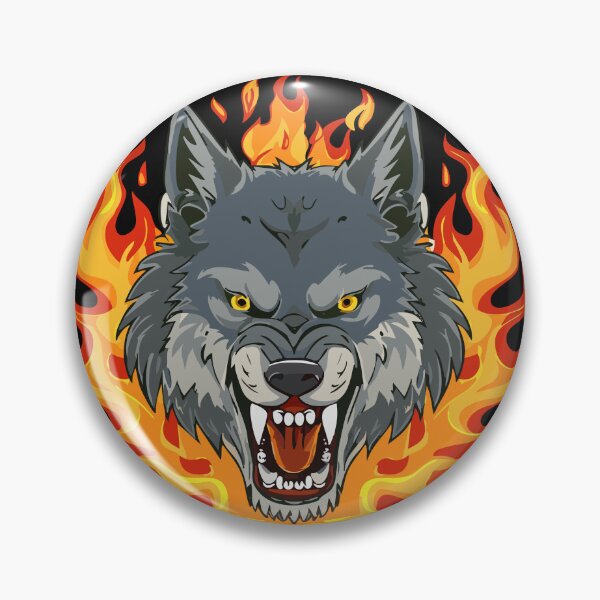 Item preview, 02 Evil Lone Wolf Pack Wolves Head Fire Flames designed and sold by Margarita-Art.