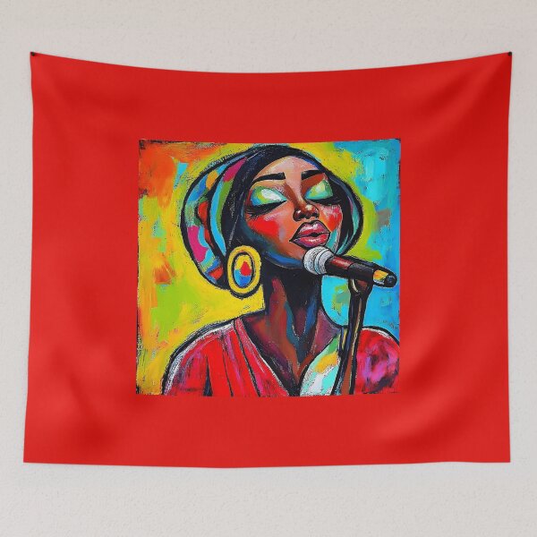 Item preview, Vibrant Depiction of a Passionate Singer Performing with Emotion and Energy Abstract Digital AI Art designed and sold by OlfactoART Studio.