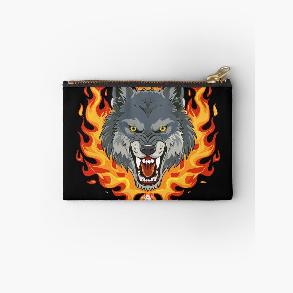 Item preview, 02 Evil Lone Wolf Pack Wolves Head Fire Flames designed and sold by Margarita-Art.