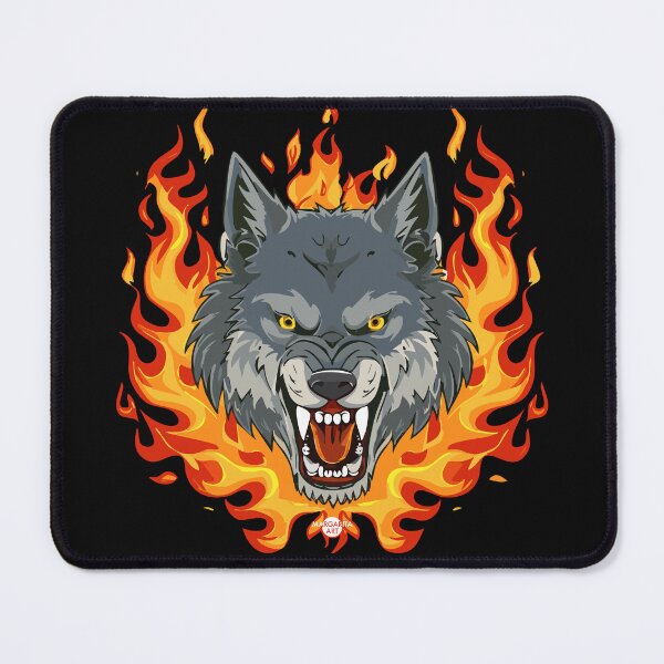 Item preview, 02 Evil Lone Wolf Pack Wolves Head Fire Flames designed and sold by Margarita-Art.