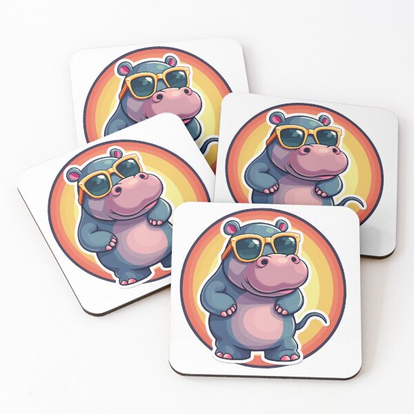 Item preview, Cool Hippopotamus Sticker - Cute Cartoon Hippo with Sunglasses designed and sold by RecortShirt.
