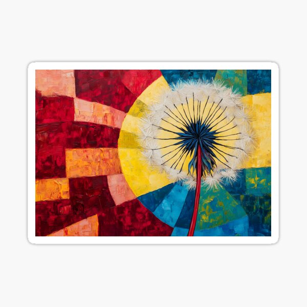 Item preview, Vibrant Dandelion in an Abstract Composition with Bold Contrasting Colors Generative AI designed and sold by OlfactoART Studio.