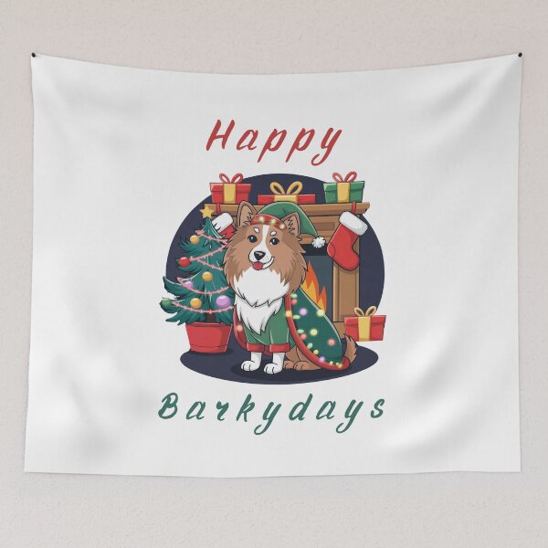 Item preview, Happy Barkydays Shetland Sheepdog Christmas designed and sold by FunnyShop4you.