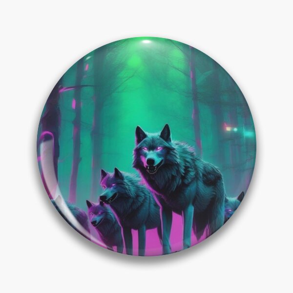 Item preview, Cyberpunk Wolf Pack in Neon Forest designed and sold by MarkLines.