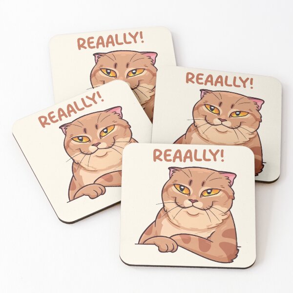 Item preview, Curious Cat Cartoon - Funny "Really" Expression for Cat Lovers designed and sold by -DEEWOLF-.