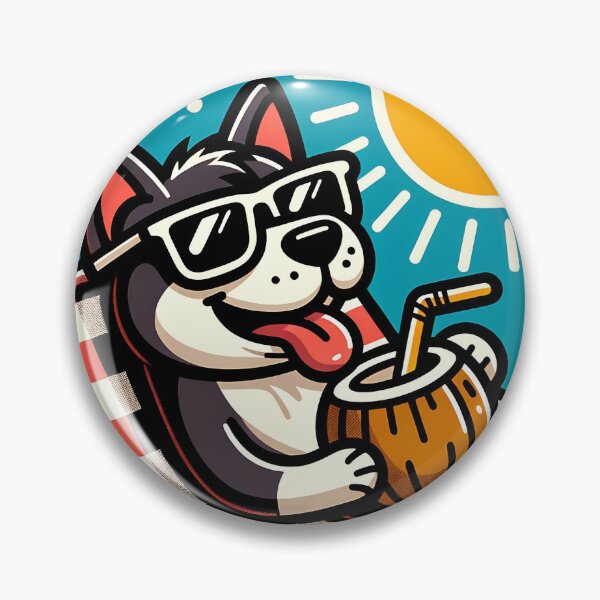 Artikelvorschau, Entspannter Hund genießt Kokosnuss am Strand entworfen und verkauft von Olivia-Icon.